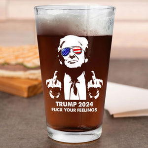 President Donald Trump 2024 Middle Finger Print Beer Glass HO82 62598