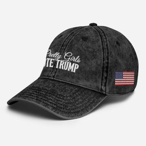 Pretty Girls Vote Trump 2024 Embroidered Vintage Cotton Twill Cap HO82 63434