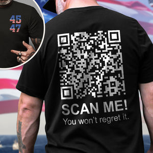 Funny QR Scan me President Trump 45 47 Dancing Front And Back Dark Shirt HA75 64186