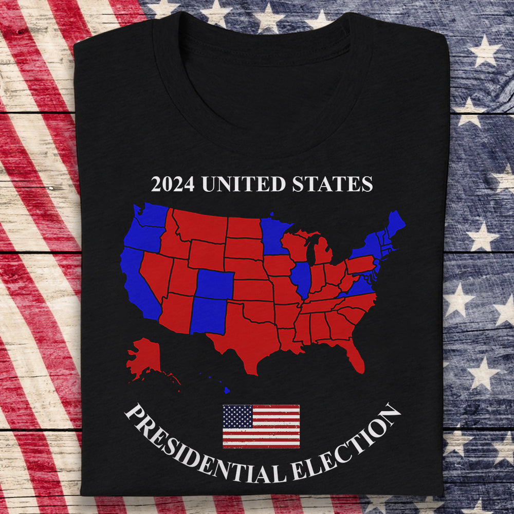 Trump US Presidential Election 2024 Map Dark Shirt HA75 67070