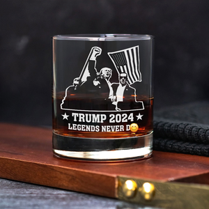 Trump 2024 For President Legends Never D** Rock Glass HO82 63244