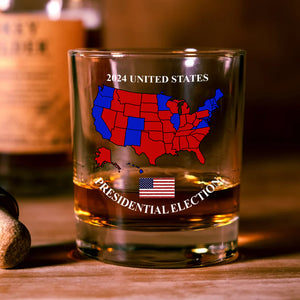 Trump US Presidential Election 2024 Map Whisky Glass Christmas Gifts HA75 67066