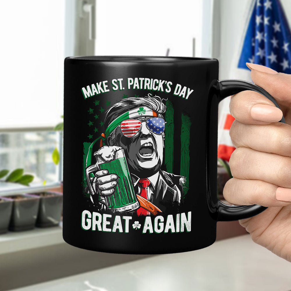 Trump Make St Patrick's Day Great Again Black Mug LM32 65117