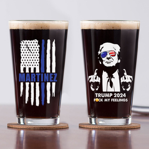 Police For President Donald Trump 2024 Middle Finger Print Beer Glass HO82 62860