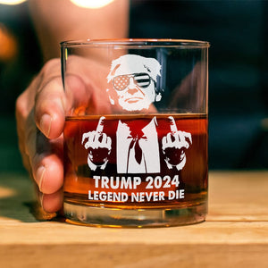 Trump 2024 With Middle Finger Be Wild US Election Engraved Whiskey Glass HO82 65292