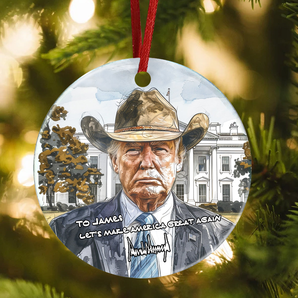 Custom Name Trump 2024 Let's Make America Great Again Ceramic Ornament HO82 63206