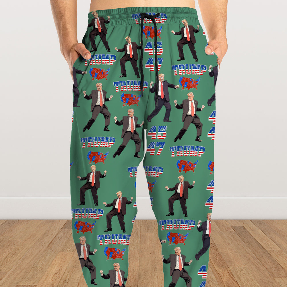 Trump 45 47 US Presidential Election 2024 Map Sweatpants Funny Trump Dance HA75 67056