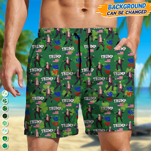 Trump 45 47 Dancing, Trump Irish St. Patrick's Day Beach Short N304 HA75 67218