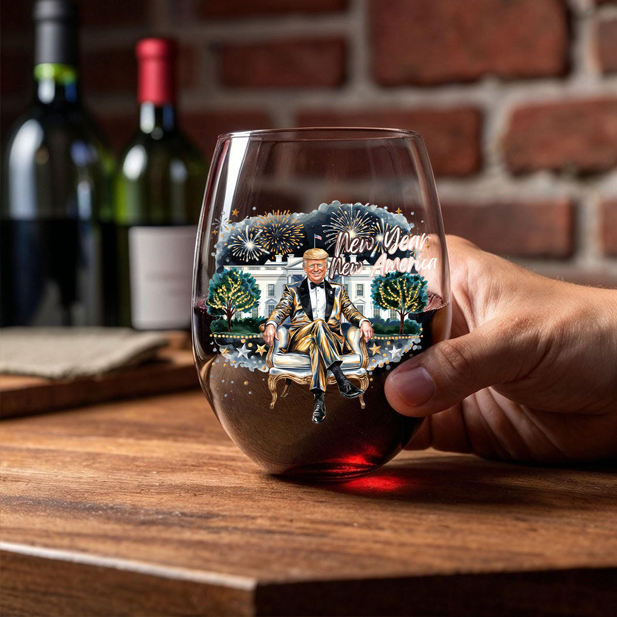 President Trump 2025 New Year New America Wine Glass HA75 67160
