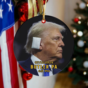 Personalized Trump 2024 Wearing Ear Bandages Ceramic Ornament HO82 63240