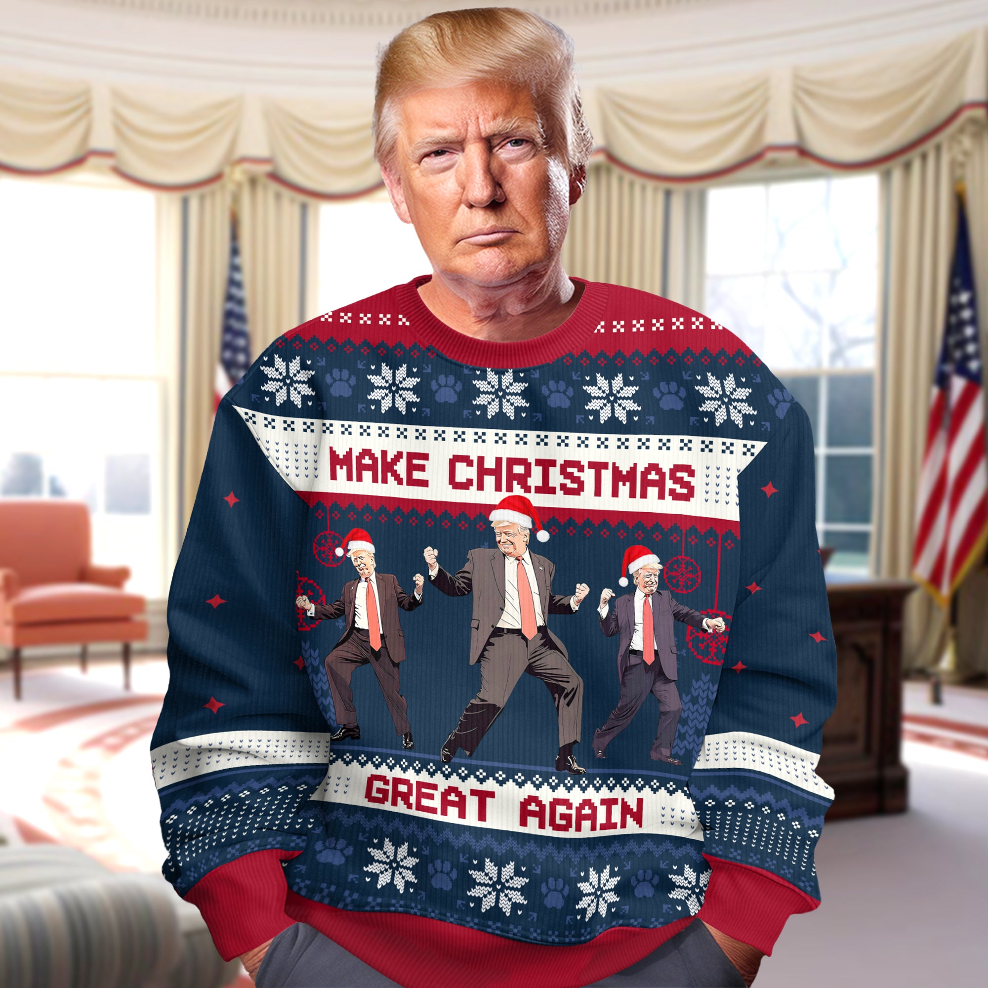 Trump Bring Motivation To Every Corner Of America - Make Christmas Great Again Ugly Sweater LM32 63689