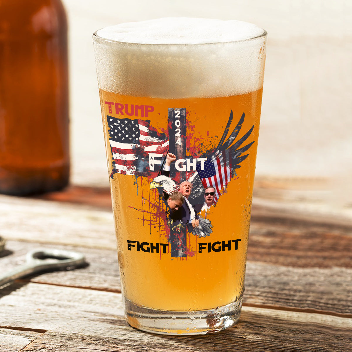 Trump Fight Fight Fight Print Beer Glass For Trump Fan HO82 65398