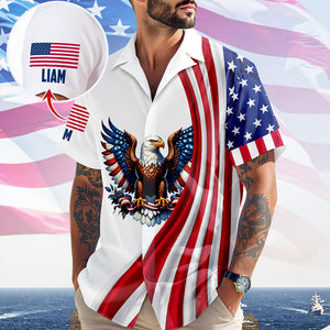 Custom Name American Pride Patriotic 250th Anniversary Eagle Hawaii Shirt HO82 901170