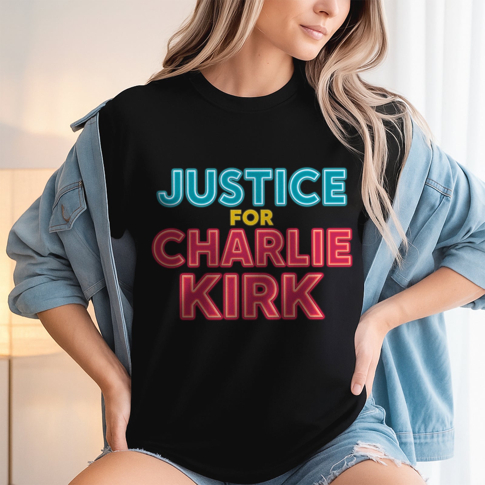 Justice For Charlie Kirk Support American Values Dark Shirt HO82 65978
