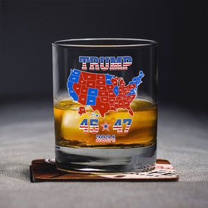 Trump 45 47 US Presidential Election 2024 Map Whisky Glass N304 HA75 64114