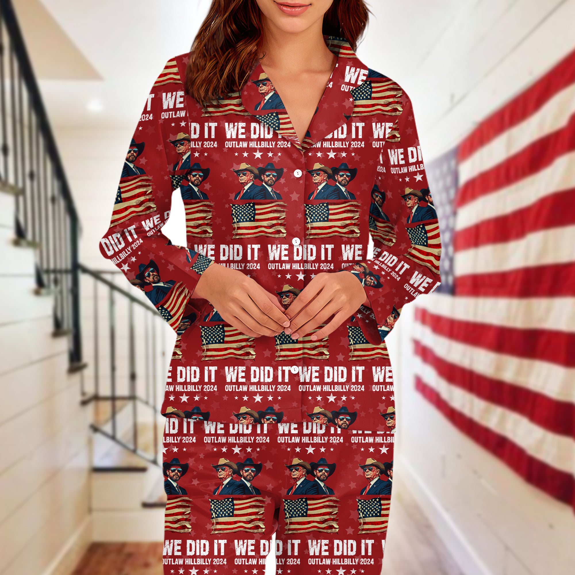 We Did It Outlaw Hillbilly 2024 Trump Vance Pajamas Christmas Gift For Trump Lovers HA75 67006