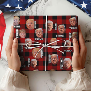 Custom Trump Face Photo With Flannel Design On Wrapping Paper TH10 64225