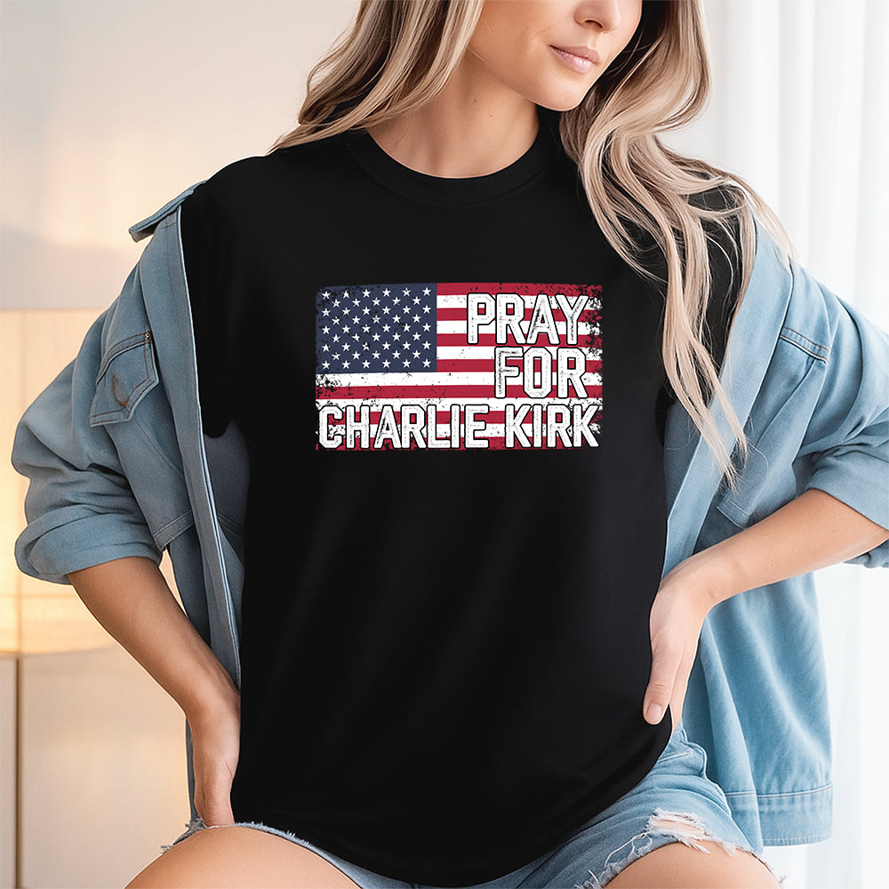 Pray For Charlie Kirk Dark Shirt HA75 64584