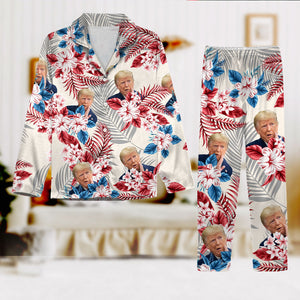 Custom Donald Trump Face With Hawaiian Pattern Pajamas T286 62450