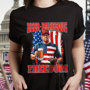 President Trump 4th of July Beer Barbeque Freedom Dark Shirt LM32 65361