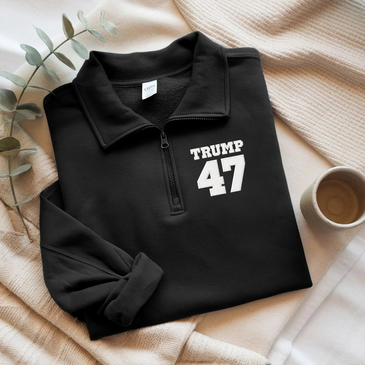 Trump 47 Embroidered Zip Sweater TH10 64625