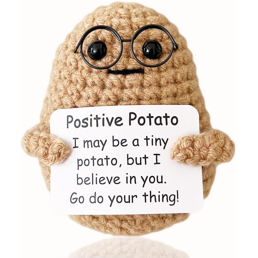 Positive Crochet Potato Funny Gifts with Positive Card for Cheer Up, Birthday Gifts for Friends Women, Graduation Gifts
