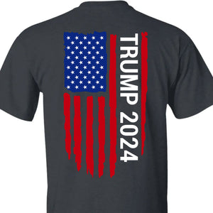 Trump 2024 American Flag Tees | Donald Trump Homage Shirt | Donald Trump Fan Backside Shirt C912 - GOP