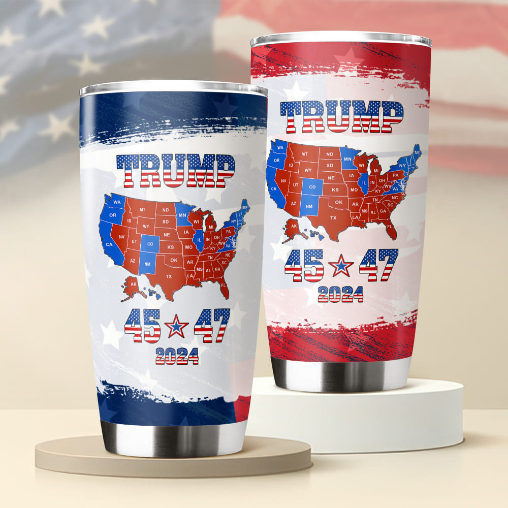 Trump 45 47 US Presidential Election 2024 Map Fat Tumbler N304 HA75 64116