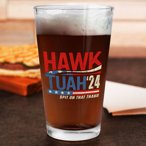 Funny Meme Hawk Tuah 24 Spit On That Thang American Flag Print Beer Glass HO82 62874