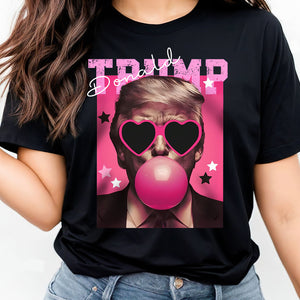 Funny Donald Trump Blowing Bubble Gum Pink Sun Glasses Dark Shirt LM32 65191