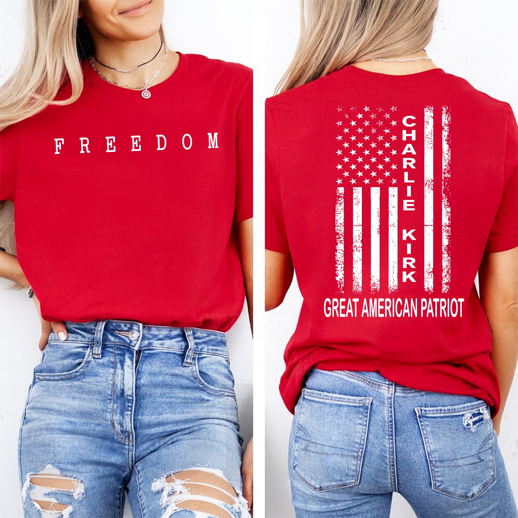 Charlie Kirk Freedom Graphic, A True American Patriot US Flag Shirt TH10 896189