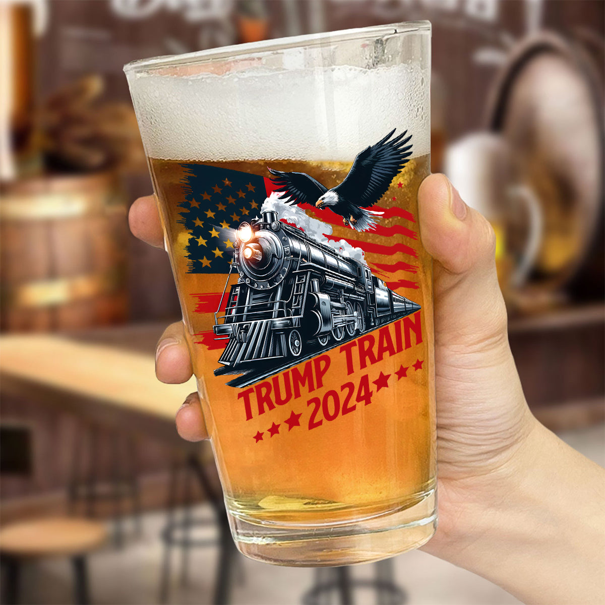 Trump Train 2024 for Patriotic Fans Beer Glass LM32 63931