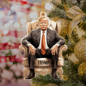 Funny Trump Sitting, MAGA 2024 Christmas Acrylic Ornament HA75 63822