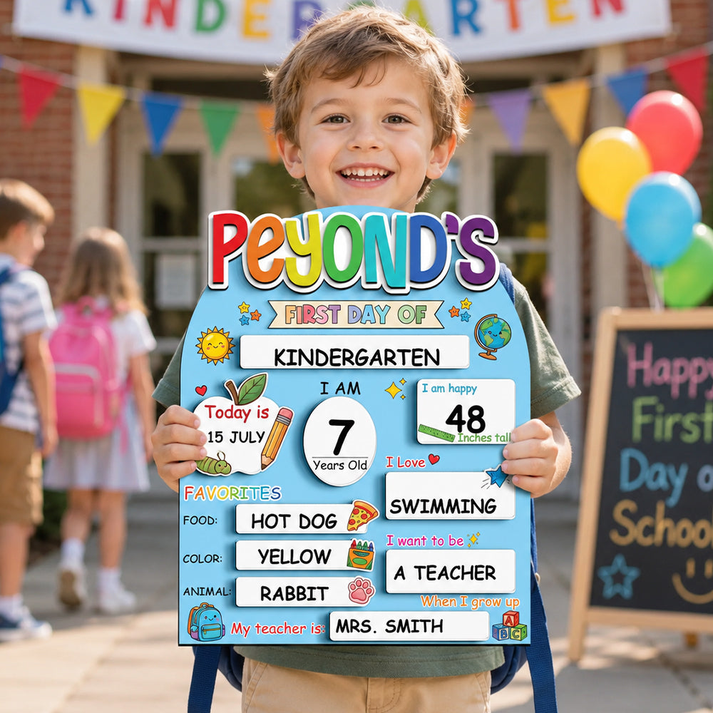 Personalized First Day of School Sign, Custom Back to School Wooden Board CH07 911868