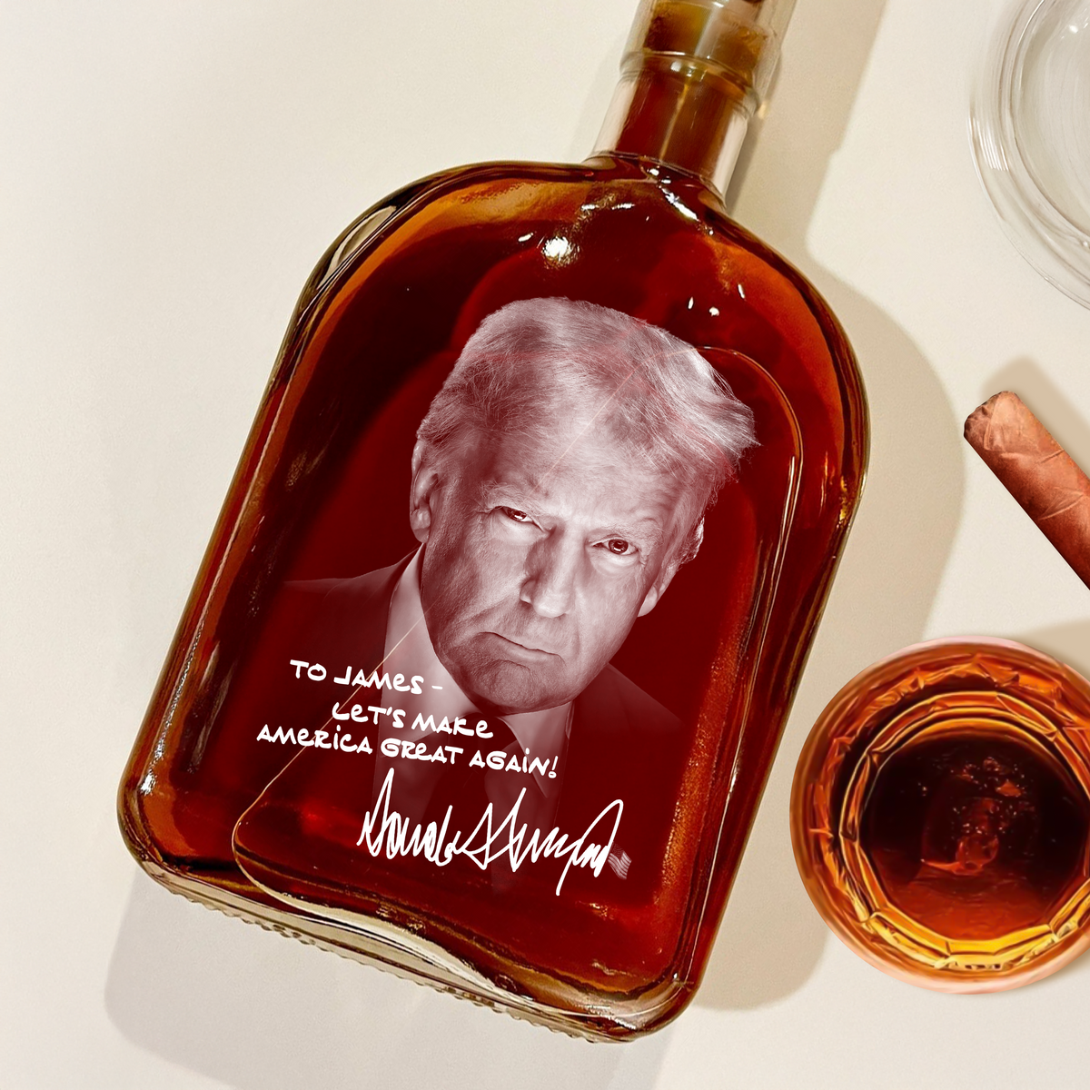 Personalized President Donald Trump Autographed Whiskey Bottle HA75 64404