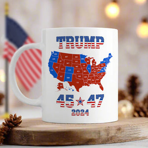 Trump 45 47 US Presidential Election 2024 Map White Mug N304 HA75 64134