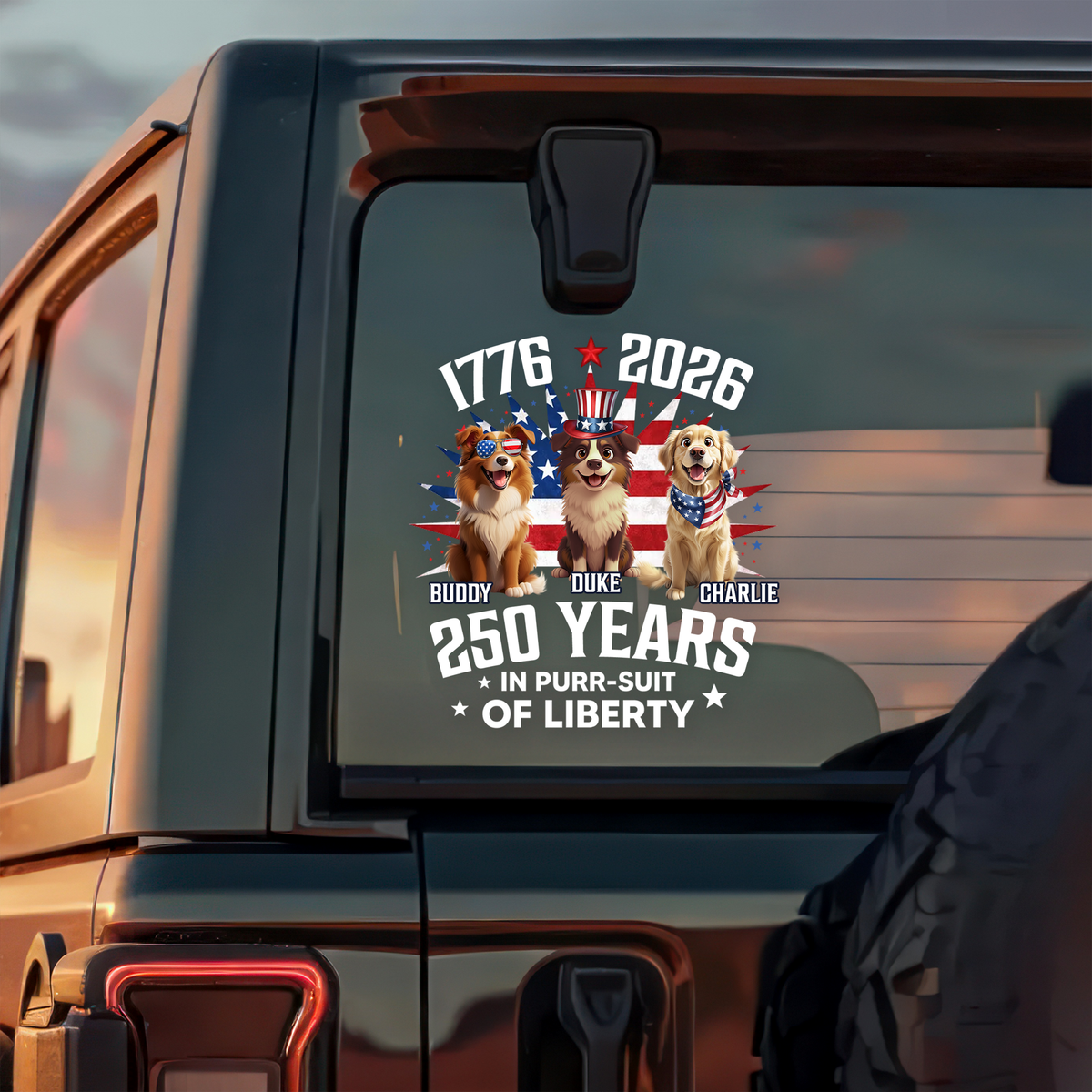 Personalized 250 Years In Purr-suit Of Liberty Vintage Dog Car Sticker HO82 901234