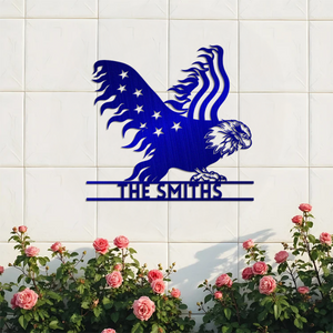 Custom Family Name Patriotic Eagle Metal House Metal Sign HO82 901146