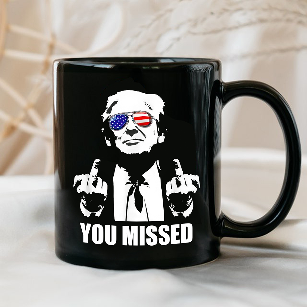 Donald Trump You Missed Middle Finger Black Mug DM01 63097