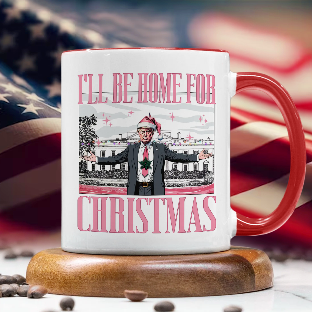 Trump I'll Be Home for Christmas, White House Accent Mug HA75 63788