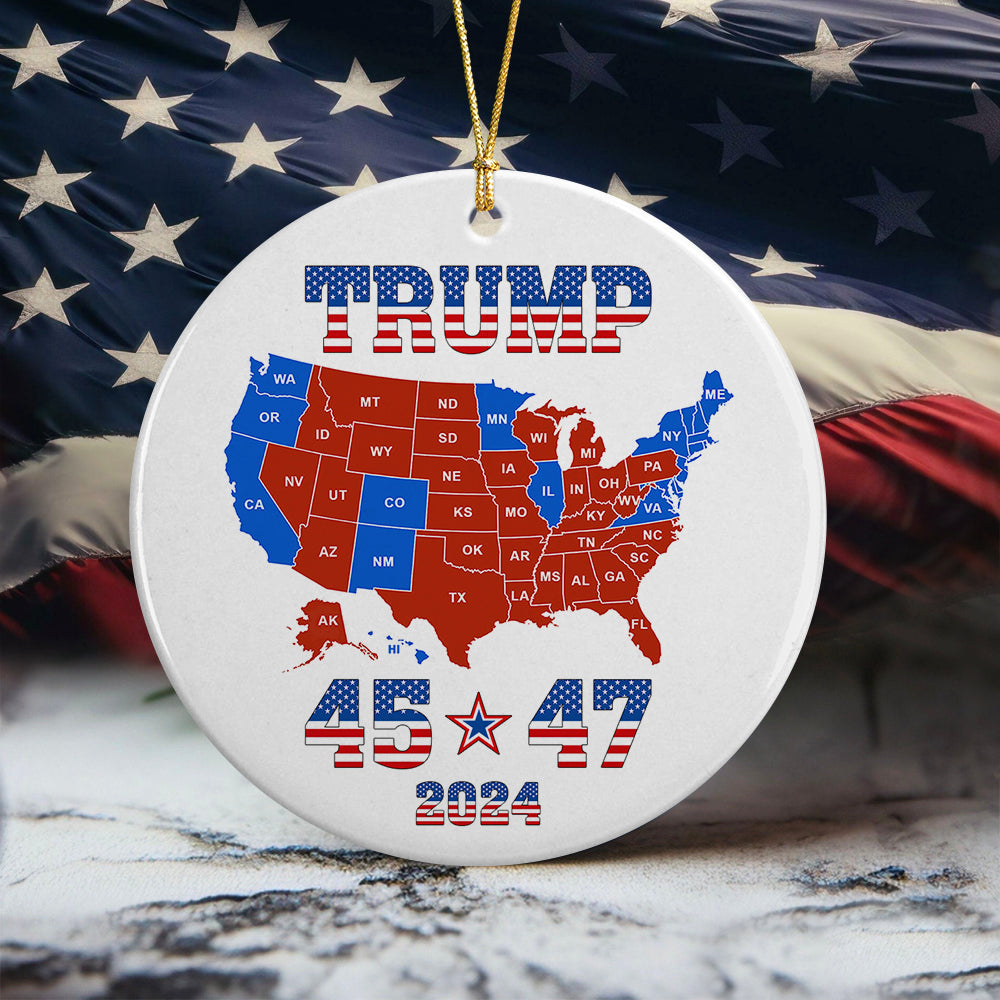 Trump 45 47 US Presidential Election 2024 Map Ornament Christmas Gifts N304 HA75 64112