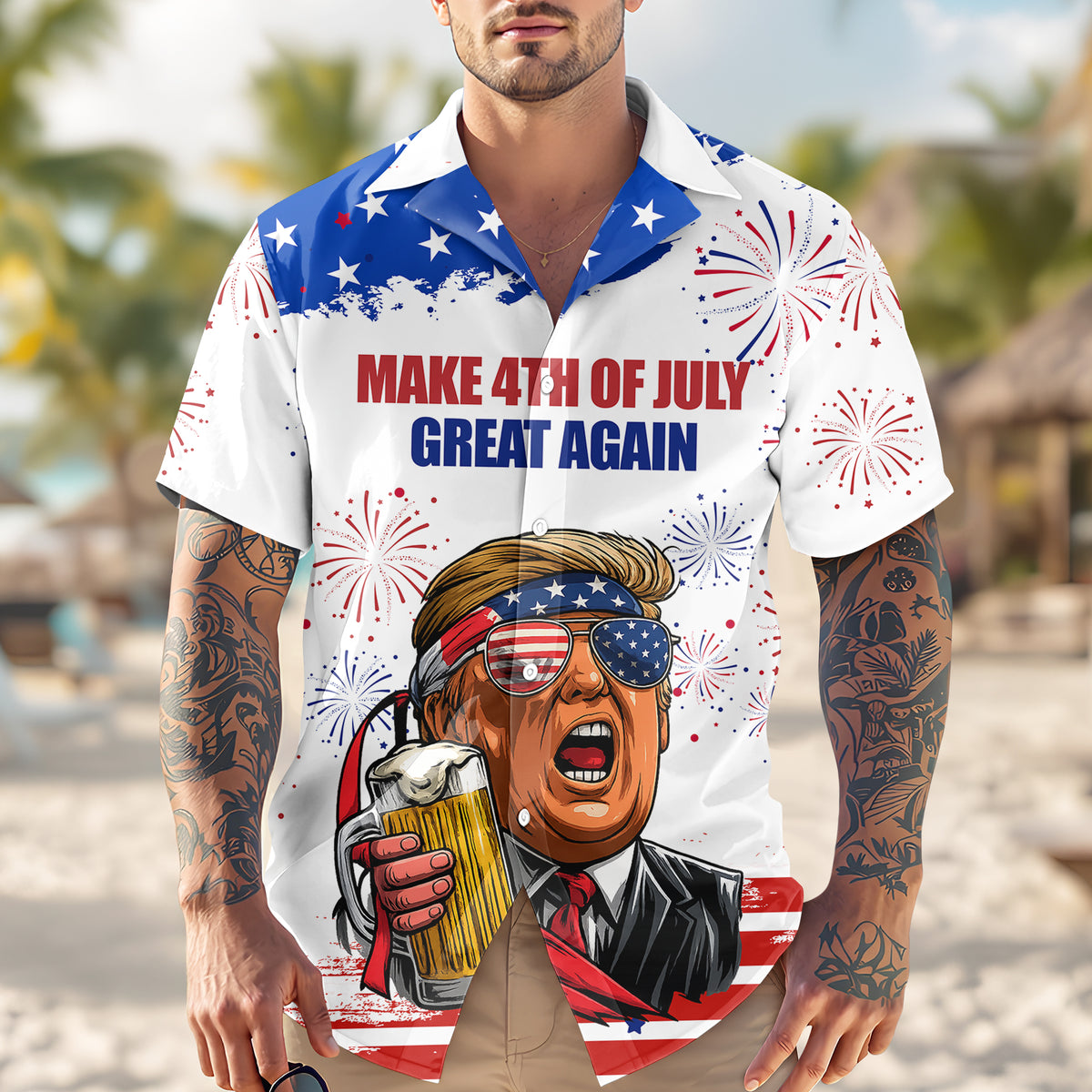 Make America Great Again - Funny 4th of July Trump Hawaiian Shirt CH07 67354