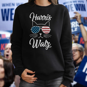 Harris Walz 2024, Kamala Harris Tim Waltz 2024, USA Flag Cat Dark Shirt HO82 65088