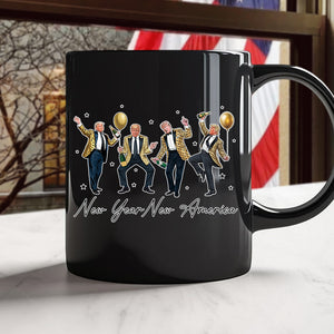 New Year New America Humorous Dancing Trump Black Mug HA75 64290