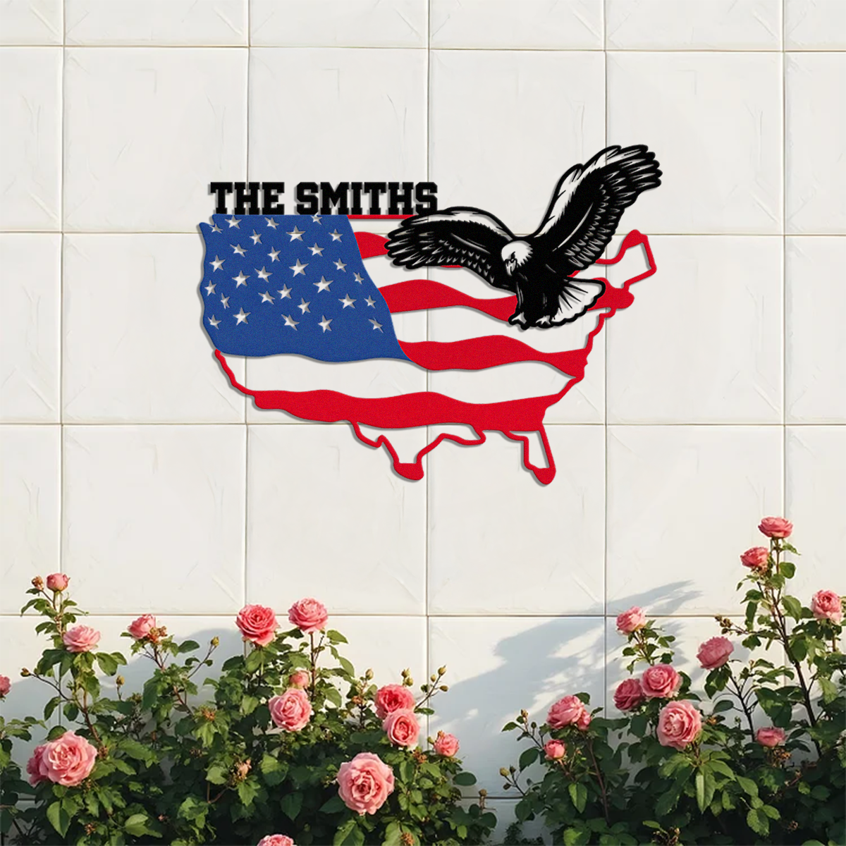 Custom Family Name Patriotic Flying Eagle Metal Sign HO82 901144