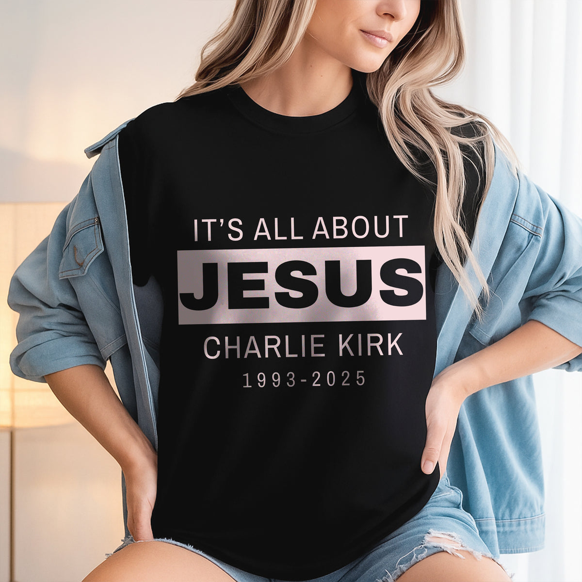 It's All About Jesus - Charlie Kirk 1993 - 2025 Memorial Dark Shirt LM32 65591