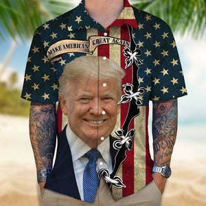 Make America Great Again Trump 2025 With American Flag Hawaii Shirt T286 62538