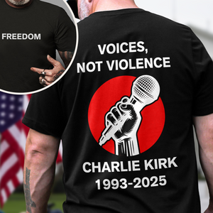 Voices, Not Violence Charlie Kirk Freedom Back and Front Dark Shirt CH07 67650