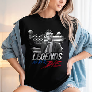 Pray For Charlie Kirk, Legends Never Die, Memorial Dark Shirt LM32 65569