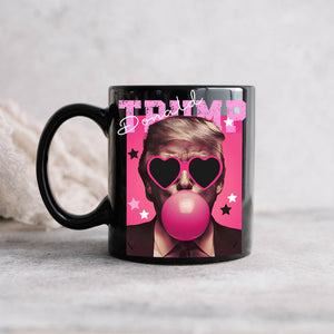 Funny Donald Trump Blowing Bubble Gum Pink Sun Glasses Black Mug LM32 65167